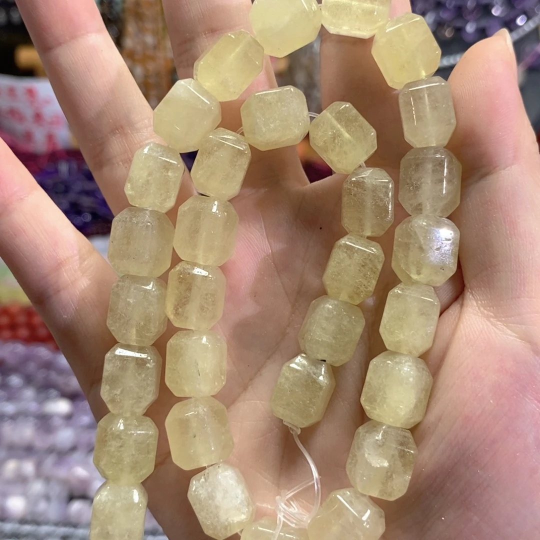 未镶嵌玛瑙/玉髓珠宝半成品柠檬晶方糖一条卡10*10mm