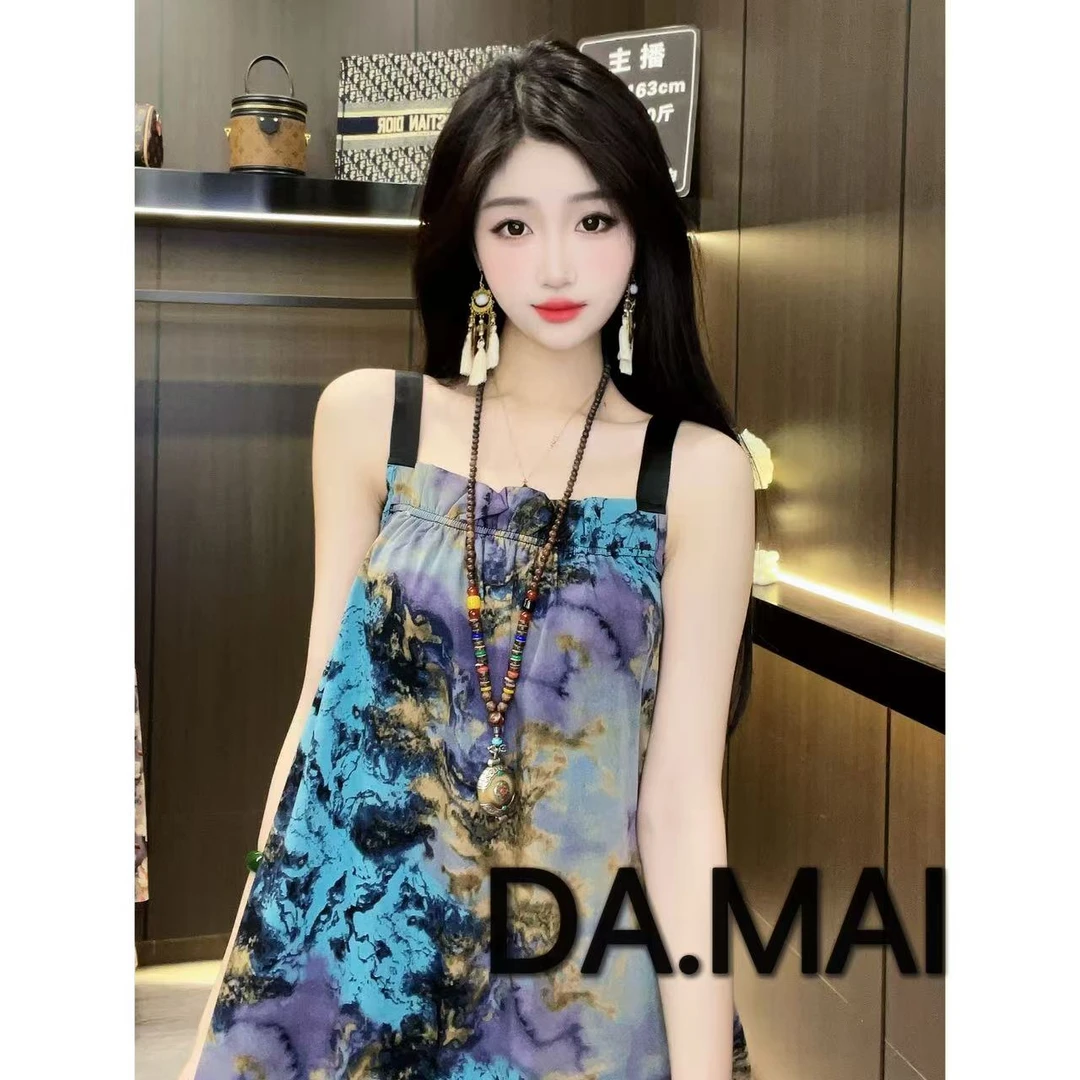 DA.MAI-8821#2025女款轻奢宽松长裙春夏缎料无袖气质时尚连衣裙