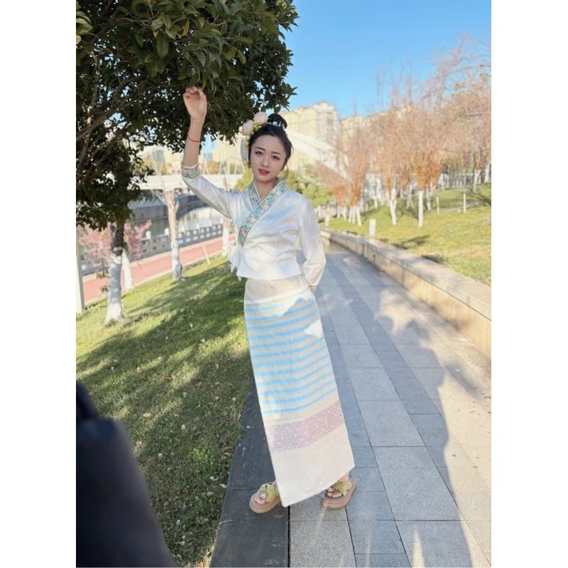 傣族传统高级显瘦套装2025新款气质休闲女士复古长袖高端