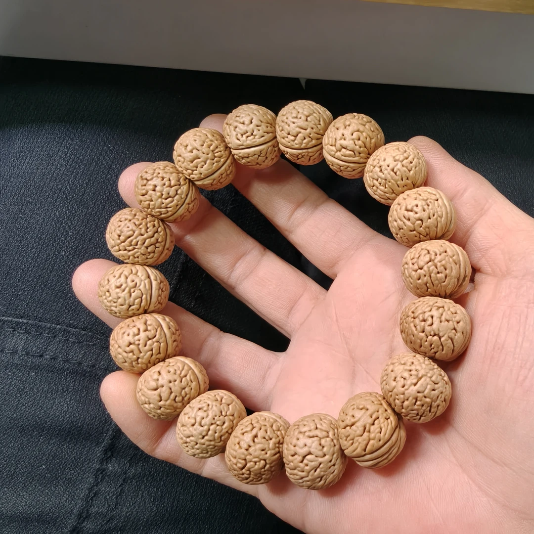 17mm荔枝纹肉脐南瓜磨盘桃核手串