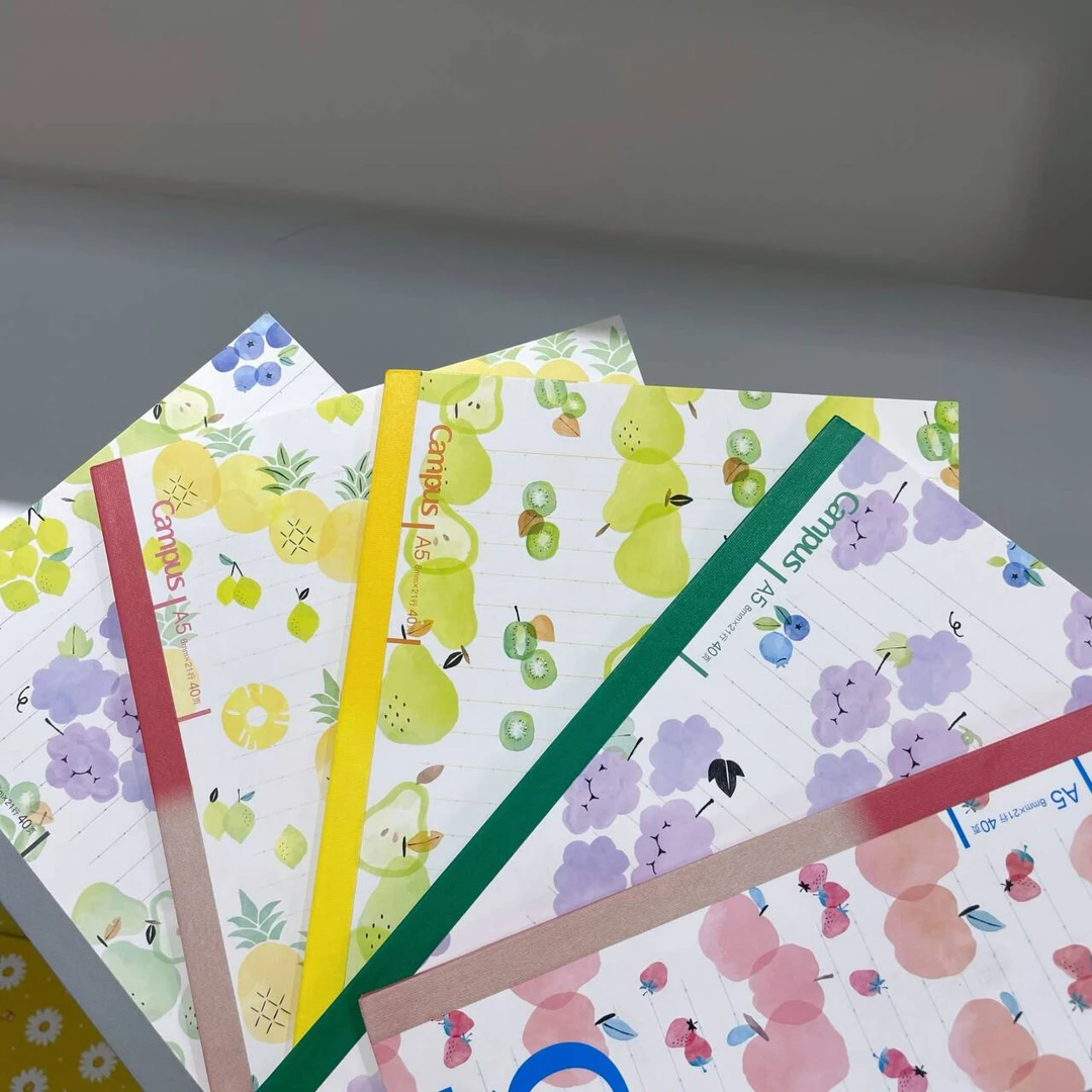 小钰国誉KOKUYO水果本护眼纸质5本装A5学生笔记本作业本水果横线