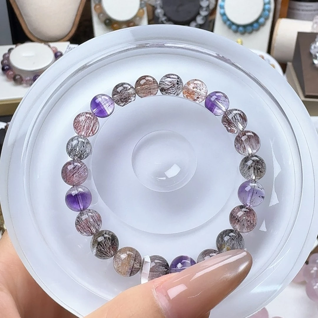 水晶手串未镶嵌毕业级稀有矿超七