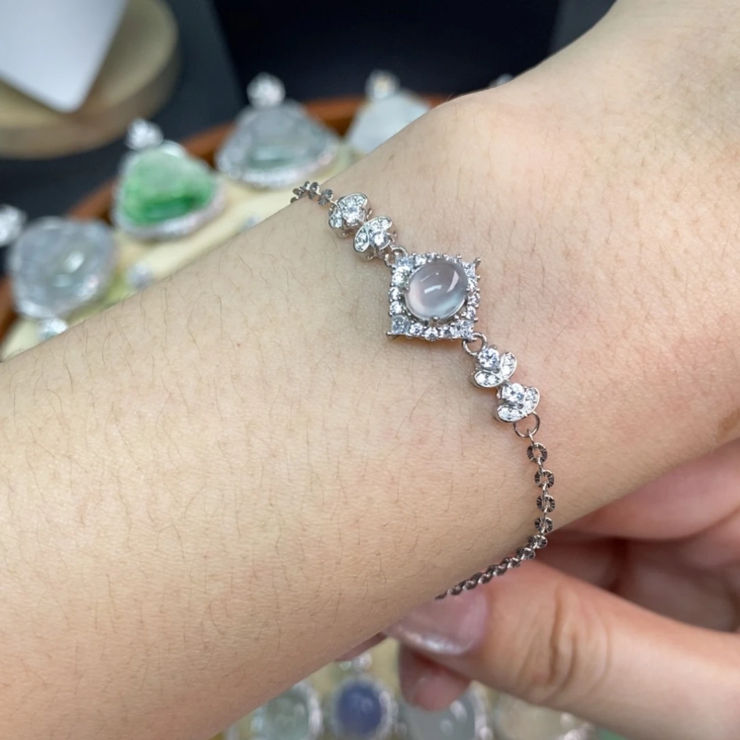 翡翠银S925镶嵌颈饰A货翡翠