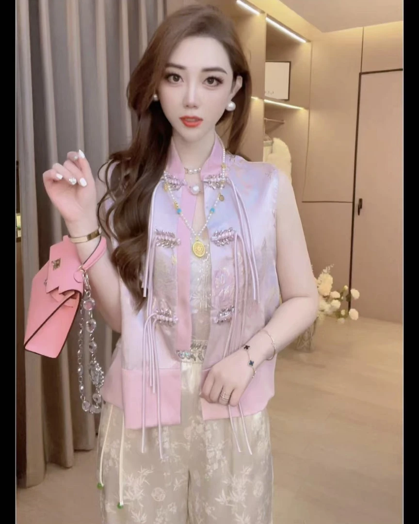 【月前光影】重工钉珠刺绣新中式国风轻奢时尚百搭马甲24Y21