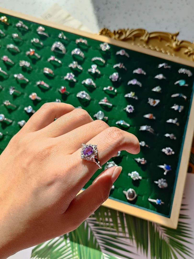 铜合金锆石戒指 铜合金戒指串珠戒指简约爆款个性轻奢