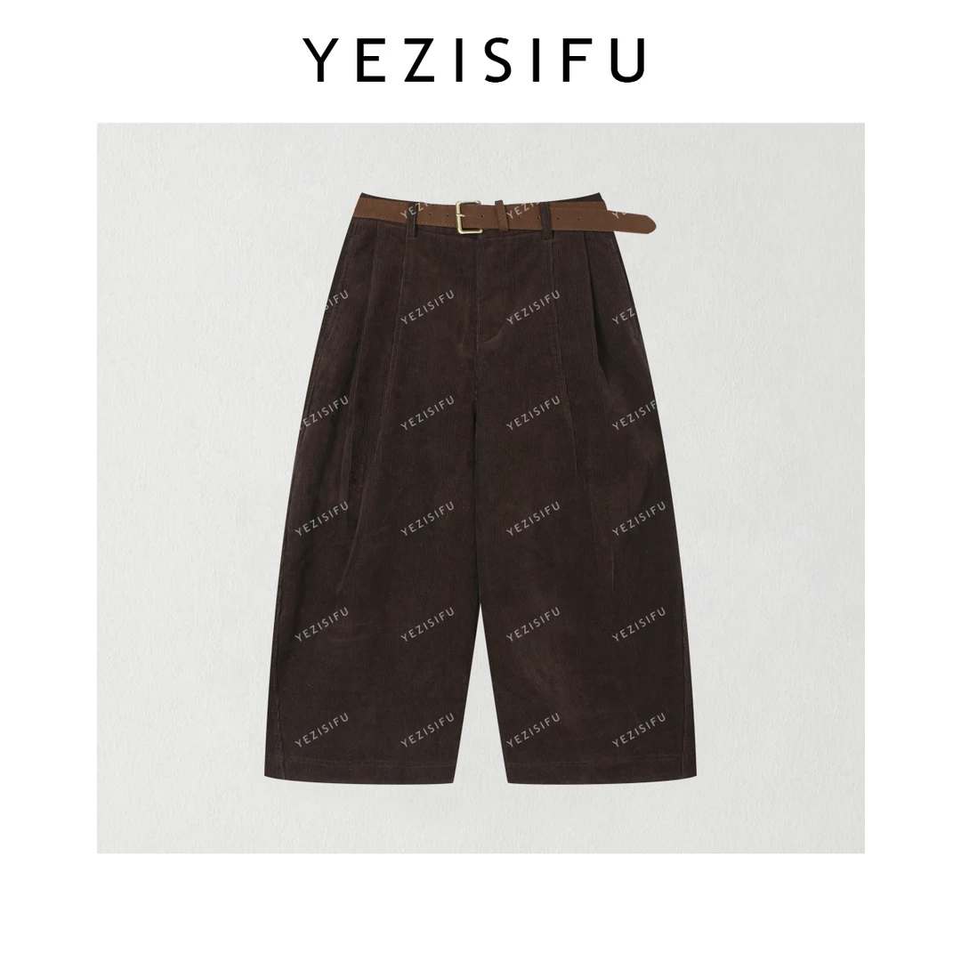 欧尼私服2025秋冬新款宽松阔腿裤设计师加绒简约休闲裤2511C8516