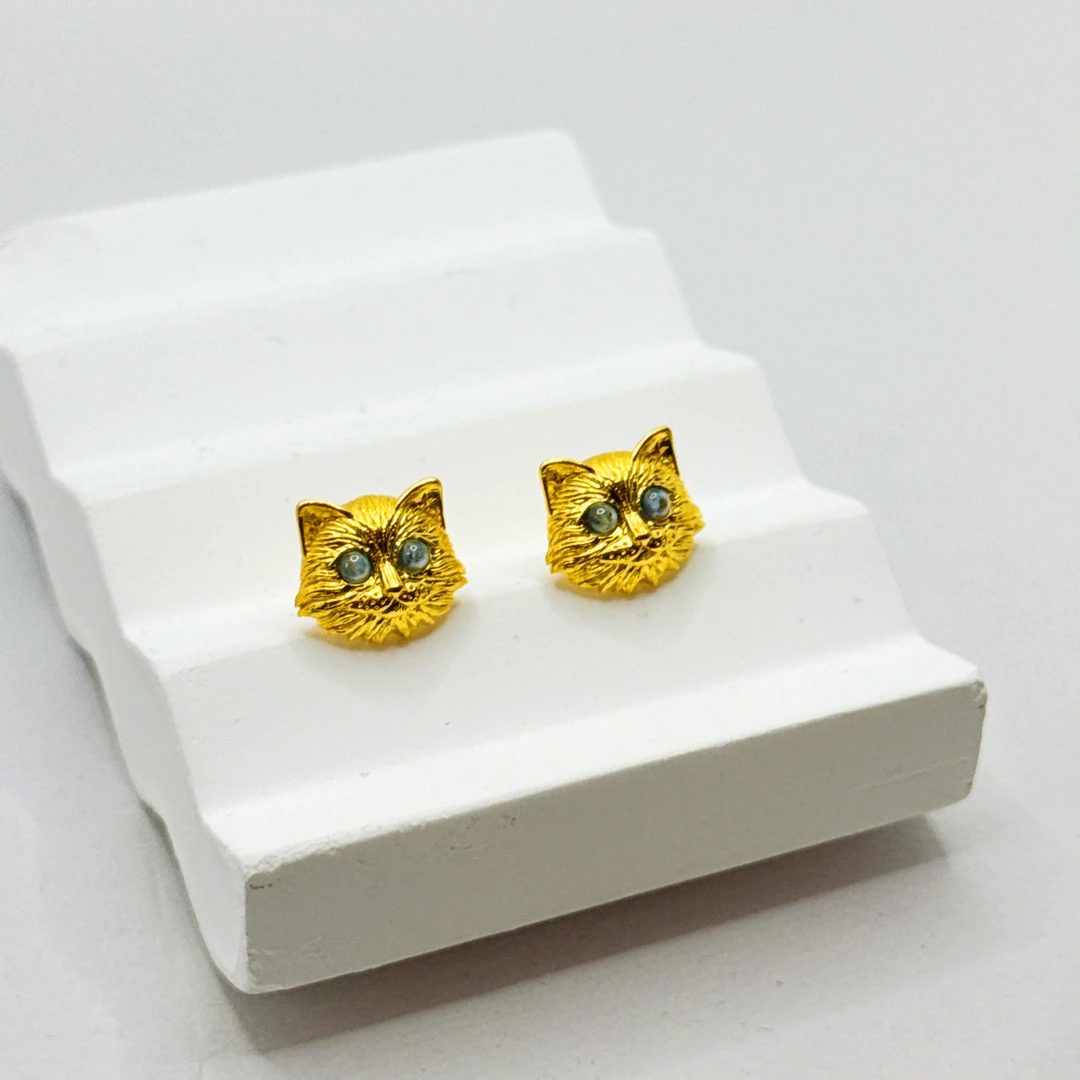 足金999  猫头耳钉