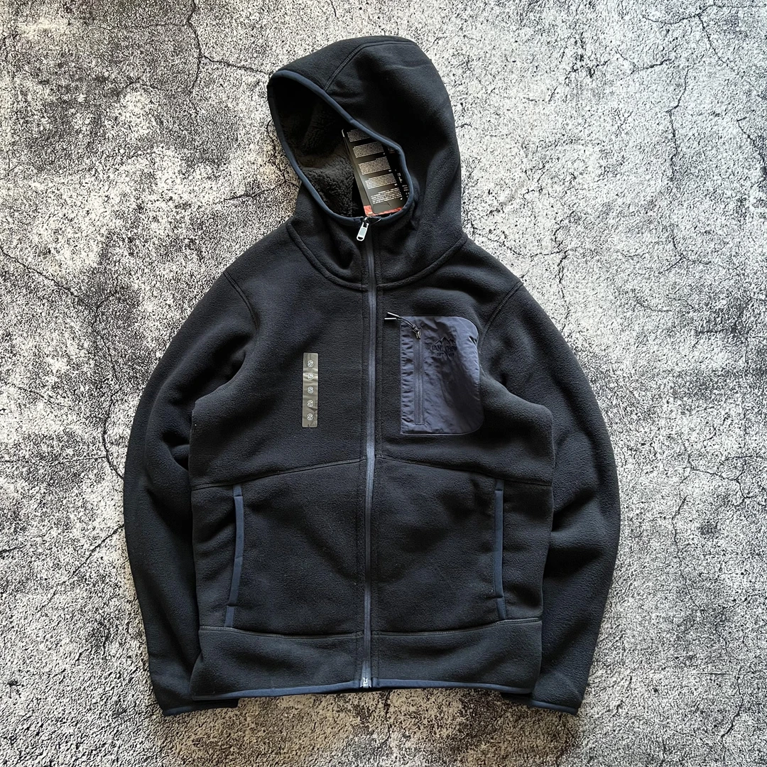 秋冬加绒加厚保暖看风软糯蓬松抓绒连帽拉链宽松口袋外套复古夹克