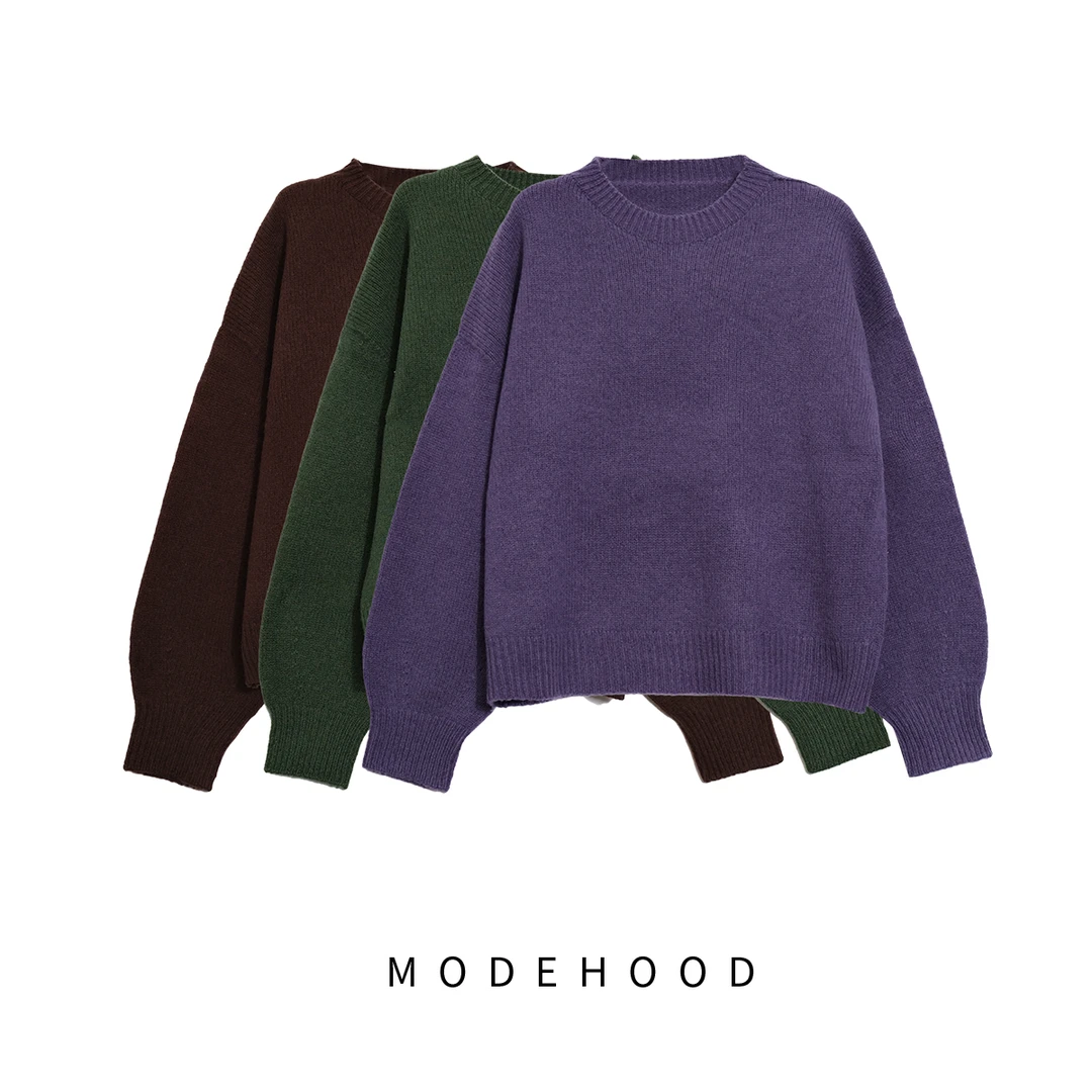 MODEHOOD伊凡【自在从绒】羊毛山羊绒温柔圆领简约针织衫QZ-282