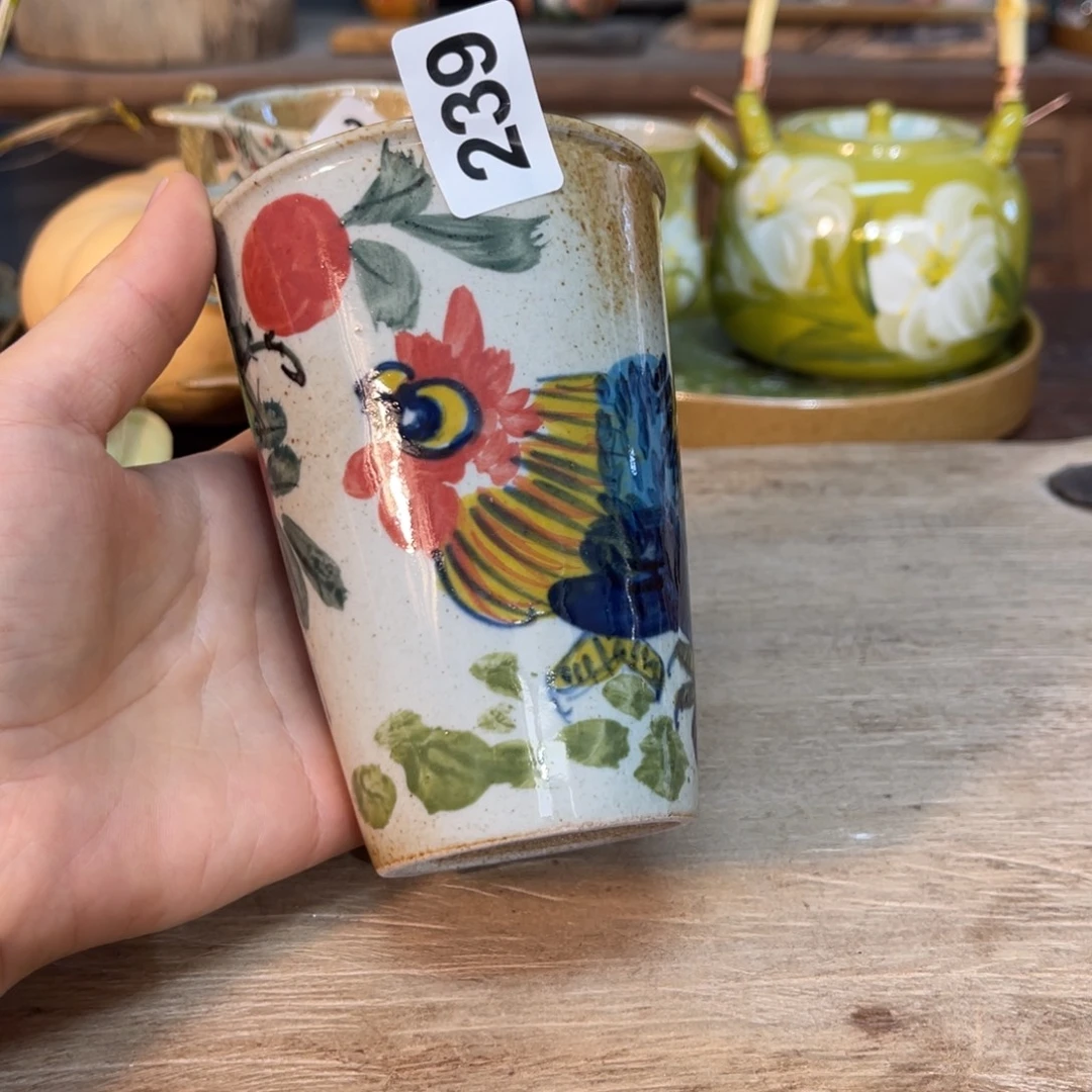 壶素浅陶瓷手工手绘