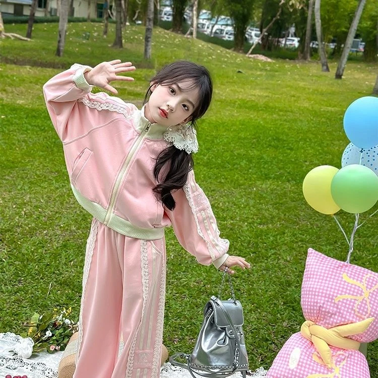 童装女童套装春秋2025春装新款时髦洋气儿童运动外套女宝宝俩件套