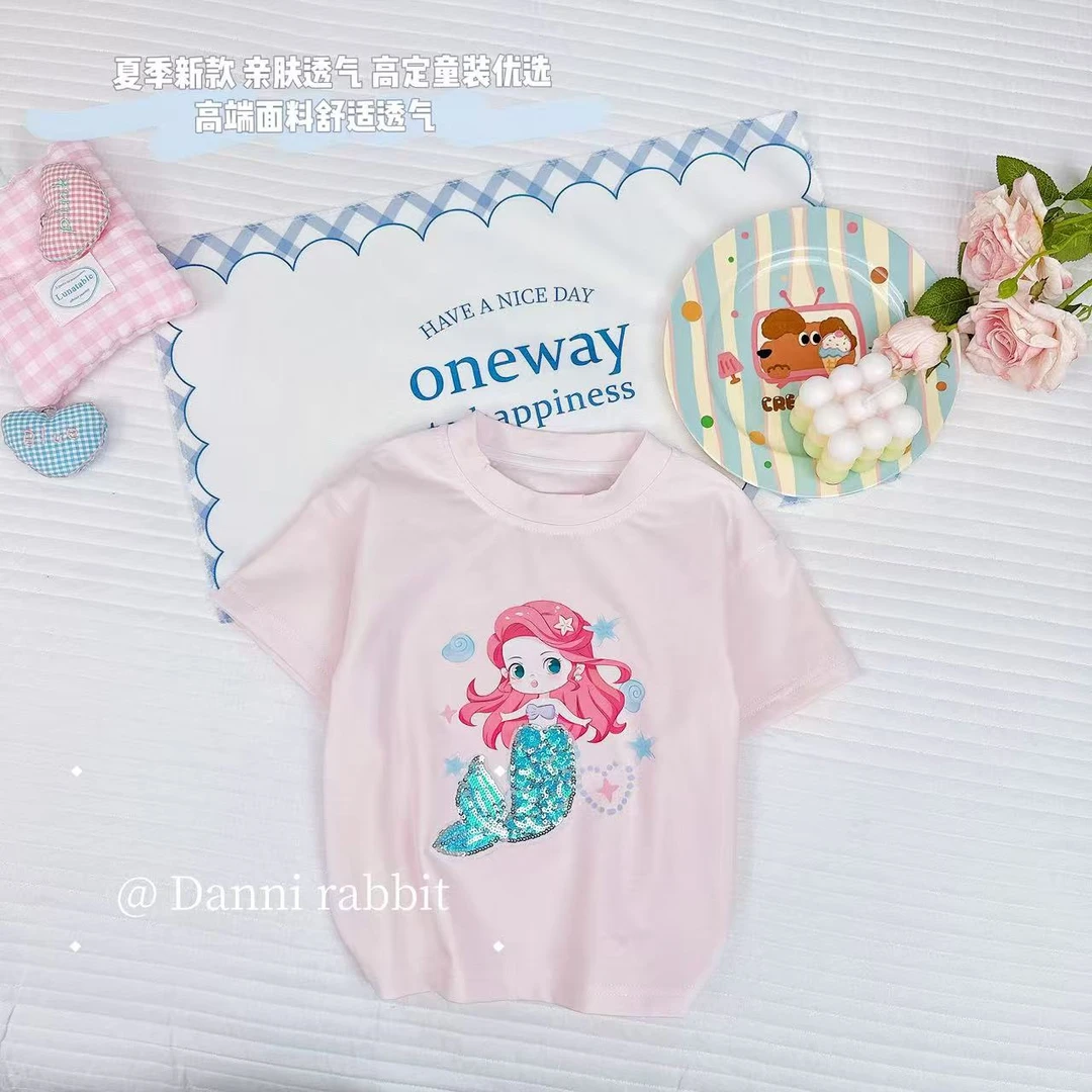 【Dannirabbit】*卡通美人鱼+治愈+亮片*女童T恤D-H631