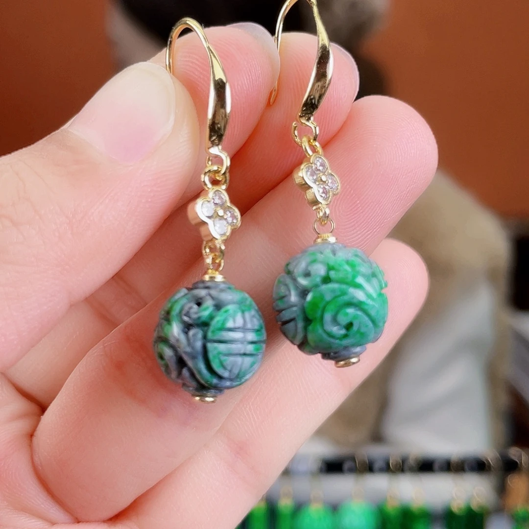 翡翠未镶嵌耳饰饰品