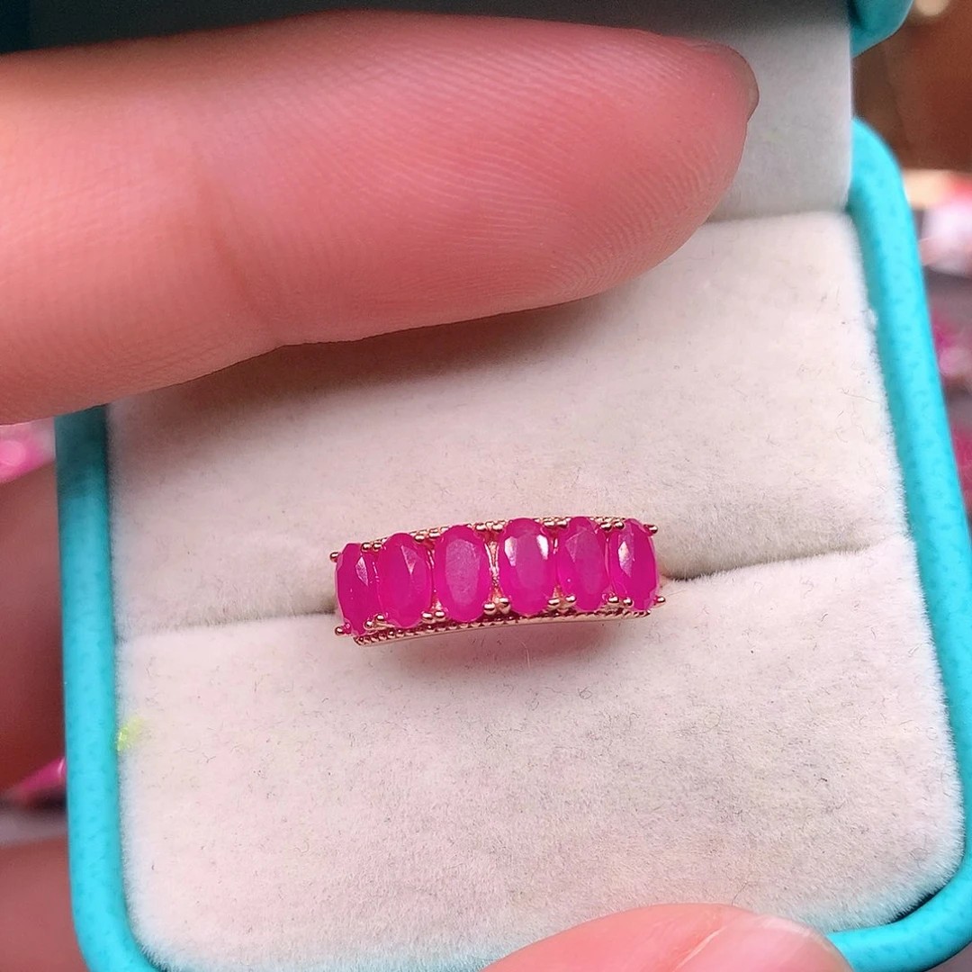 红宝石戒指银S925镶嵌