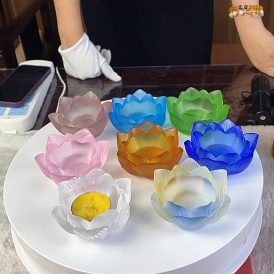 琉璃莲花蜡烛古法琉璃