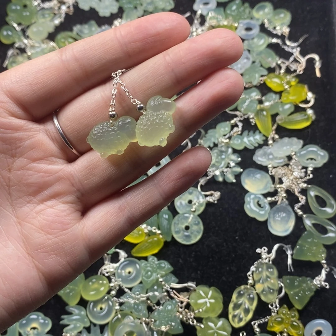 蛇纹石玉未镶嵌挂件耳饰耳环项链