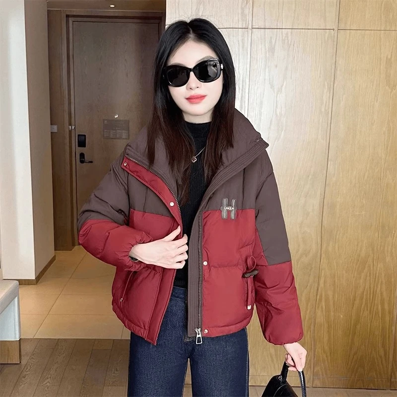 百搭加厚保暖棉服女2024冬季减龄韩版小棉衣遮肉休闲撞色时尚棉袄