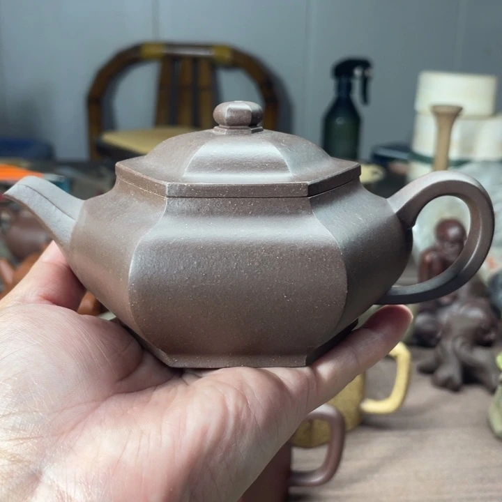 茶壶紫砂大彬六方，紫泥