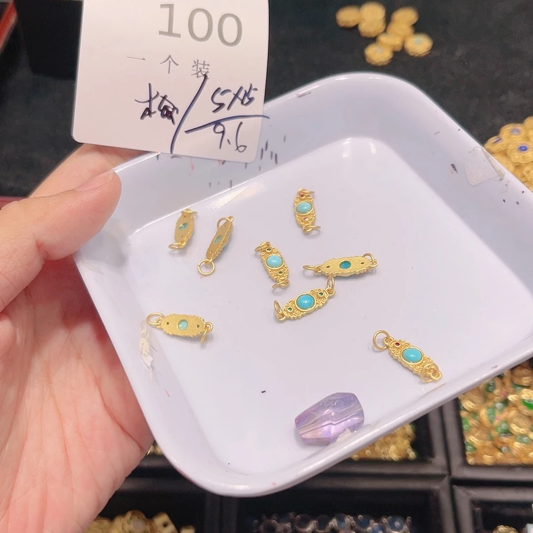 水晶珠宝半成品银S925镀金镶嵌100