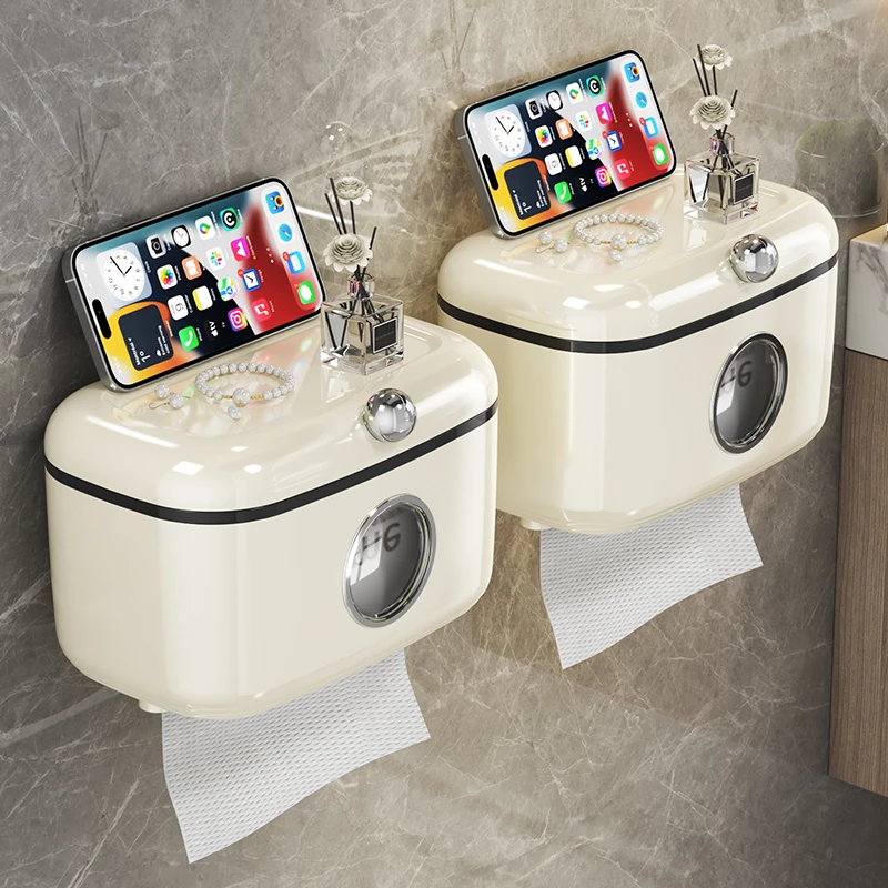 创意纸巾盒可爱风免打孔壁挂式多功能放置收纳防水卷纸抽纸盒挂架