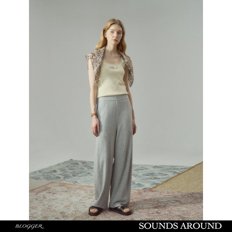 SOUNDS AROUND 原创 JIN口面料 弯刀裤型轻解构分割线百搭针织裤