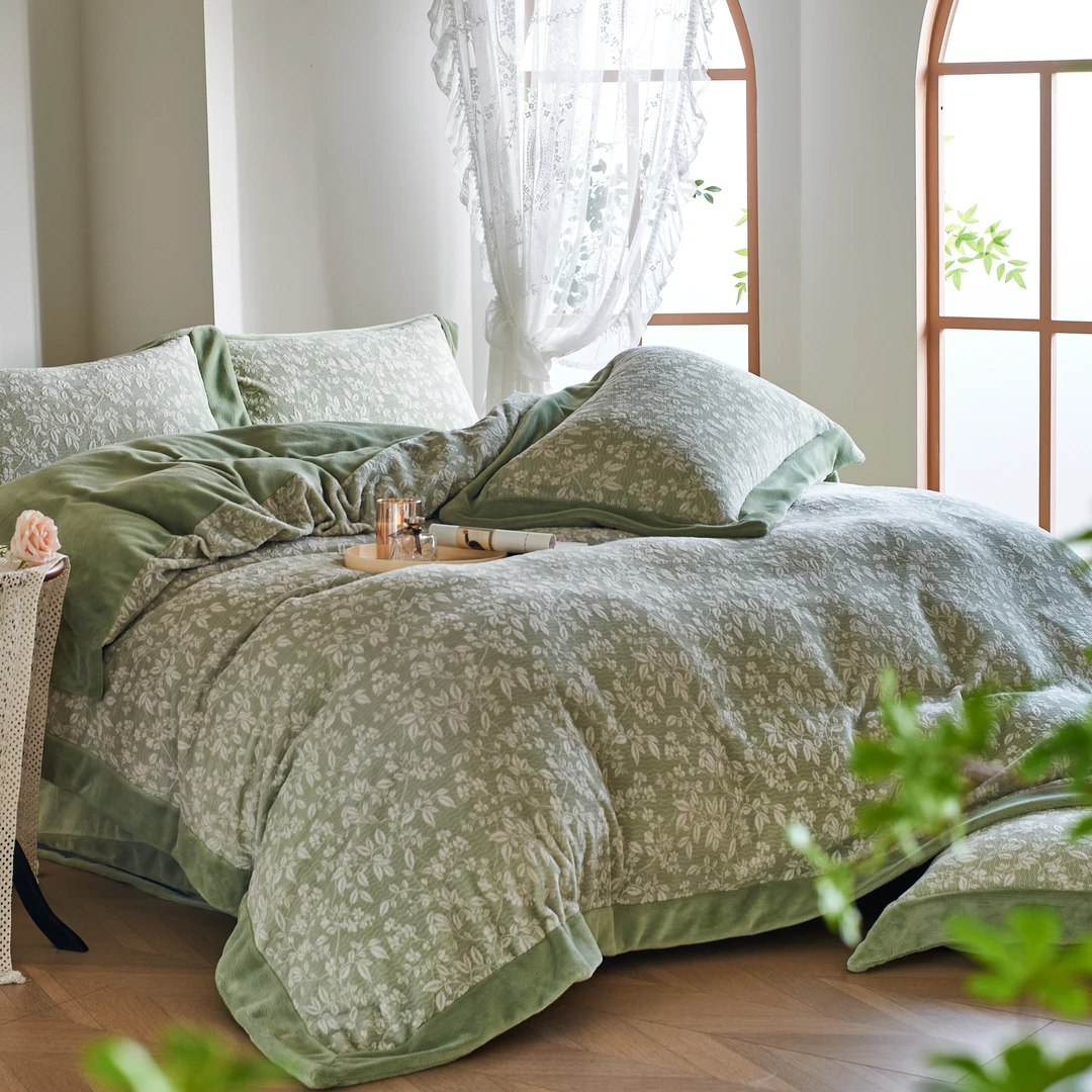 【MJ】初春 高端秋冬立体雕花牛奶绒保暖加厚四件套