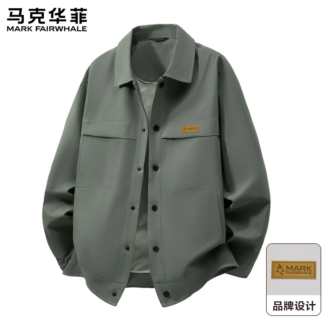 马克华菲2025秋季工装风轻奢夹克男翻领按扣牛仔外套复古休闲上衣