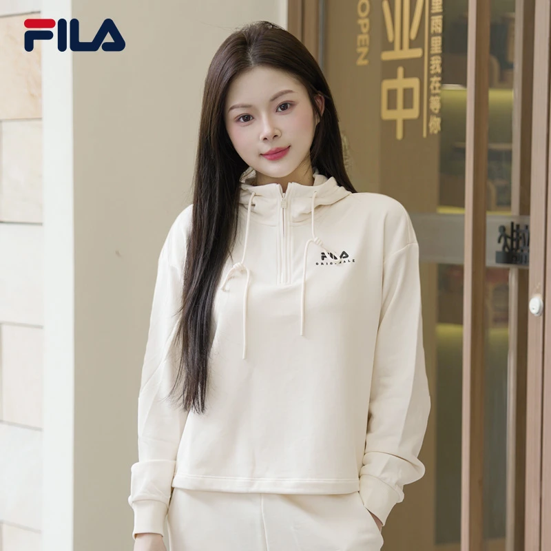 FILA斐乐官方女子流光风连帽卫衣2025秋新款时尚休闲针织长袖上衣