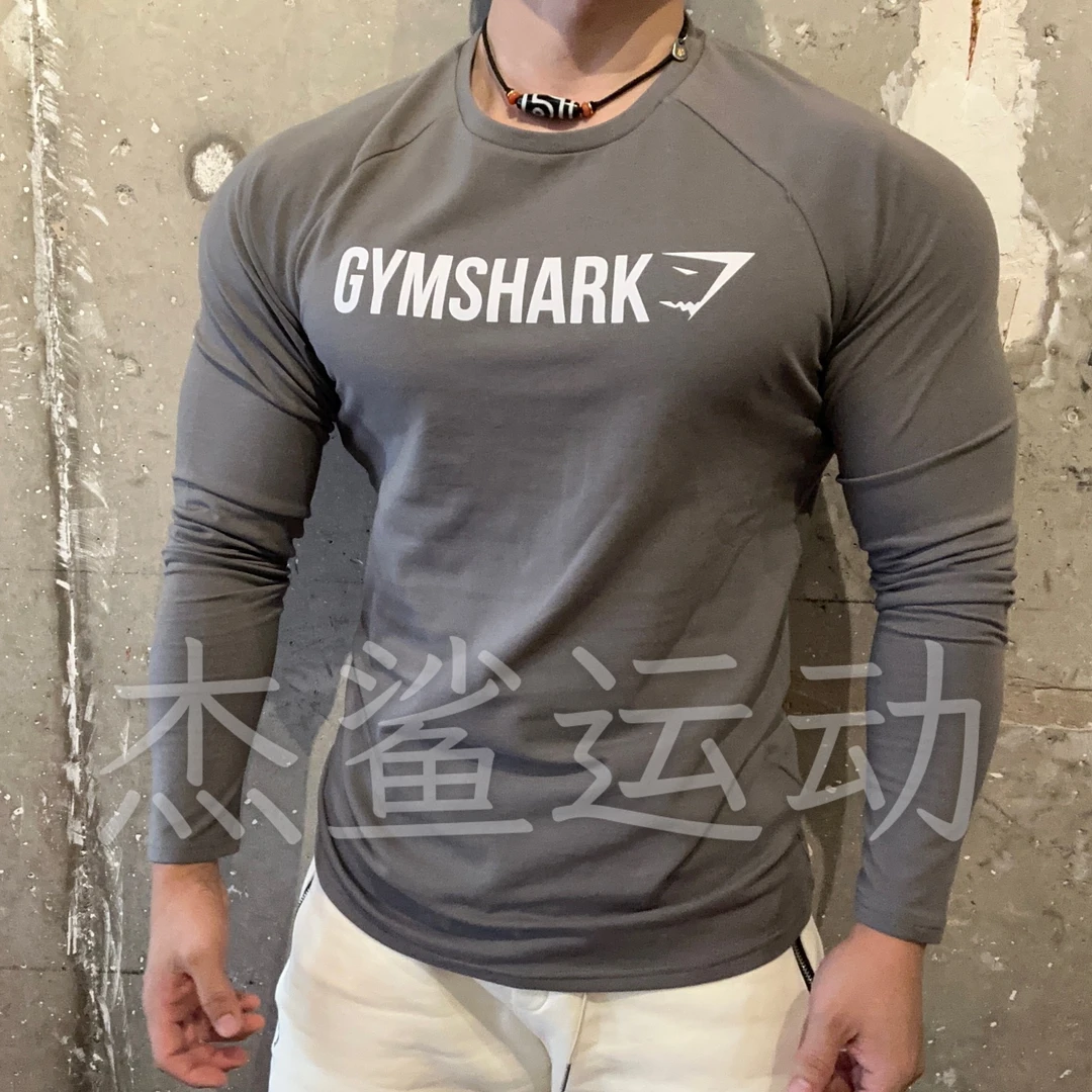 劲夫同款好穿GYM鲨鱼APOLLO男修身显大运动健身休闲弹性长袖P2