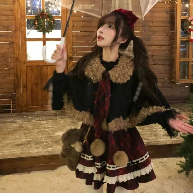 甜美风粉色蝴蝶结假两件针织衫女秋冬纯欲减龄设计感修身显瘦