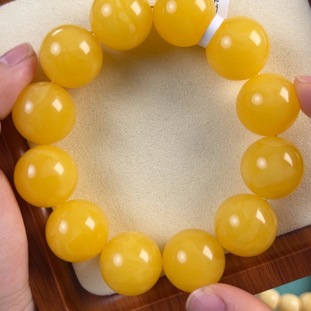 琥珀未镶嵌手链63.4g焦皮同料圆珠21mm zxh