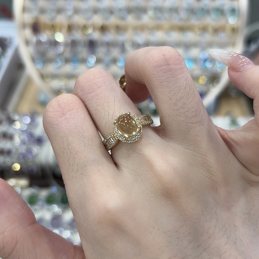 戒指银S925镶嵌黄晶