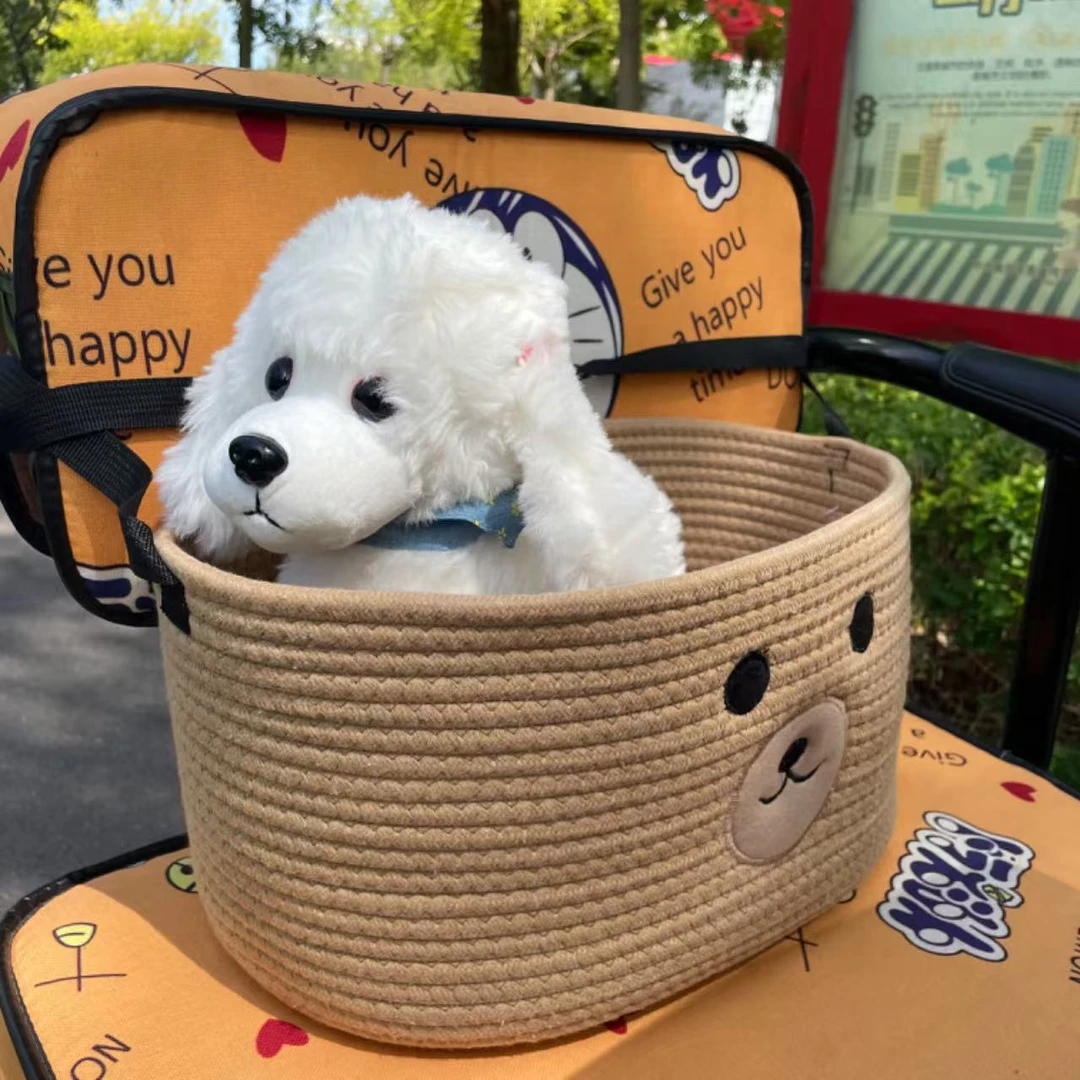 狗狗出行便捷车载篮子棉绳编织睡觉筐手提篮大容量