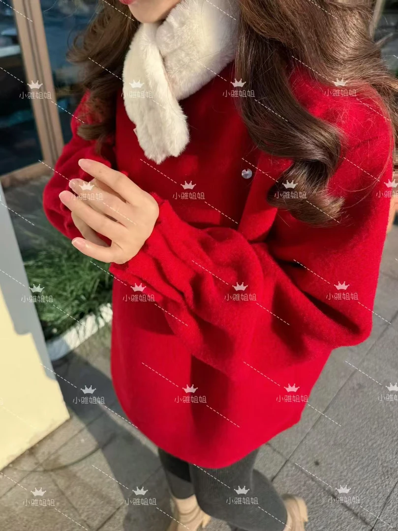 小雅姐姐 【捏褶】韩系风琴褶收口袖慵懒风圆领上衣IJ15