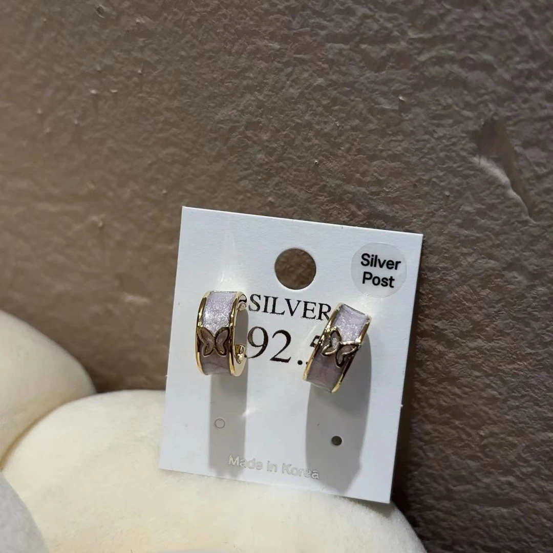 铜合金耳饰 东大门蝴蝶半扣耳钉R772