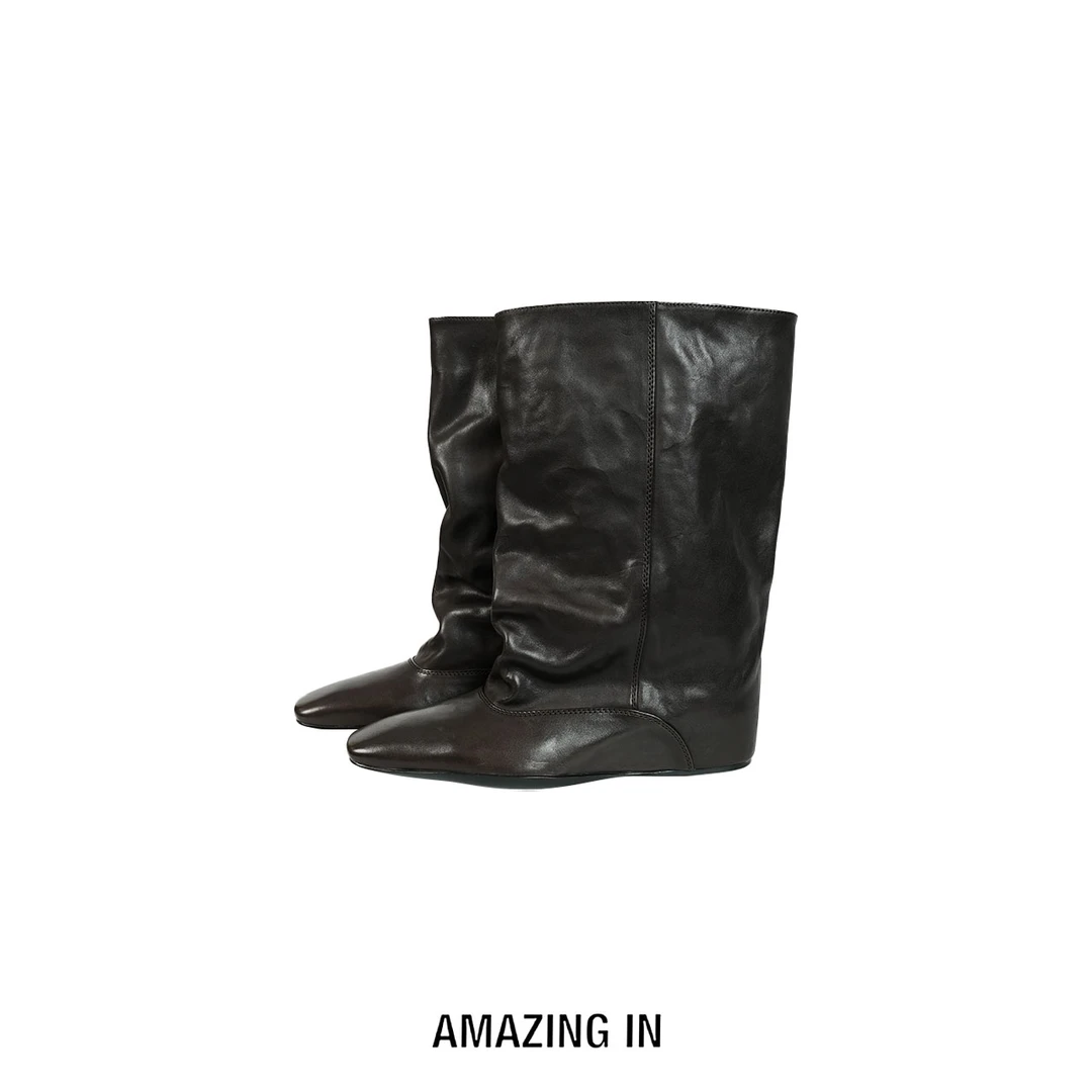 AMAZING IN | 植鞣牛皮 | 宽松套筒骑士靴A250812-AI58CBO2507431