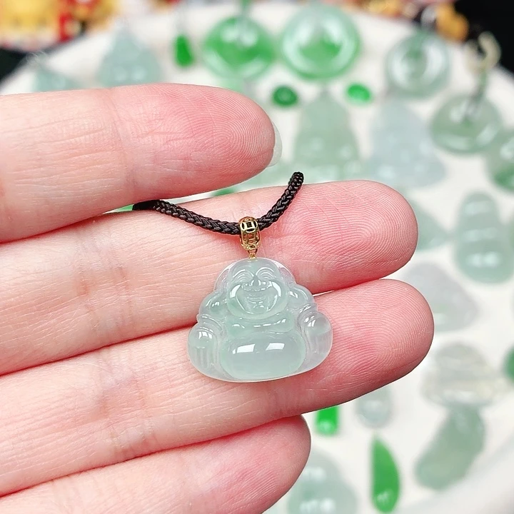 颈饰18K金镶嵌翡翠缅甸天然A货翡翠