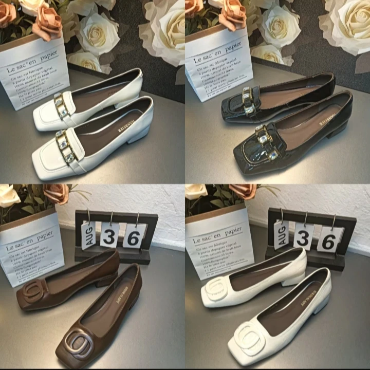 JH001夏季新款百搭时尚低中粗跟休闲真皮女士单鞋1号