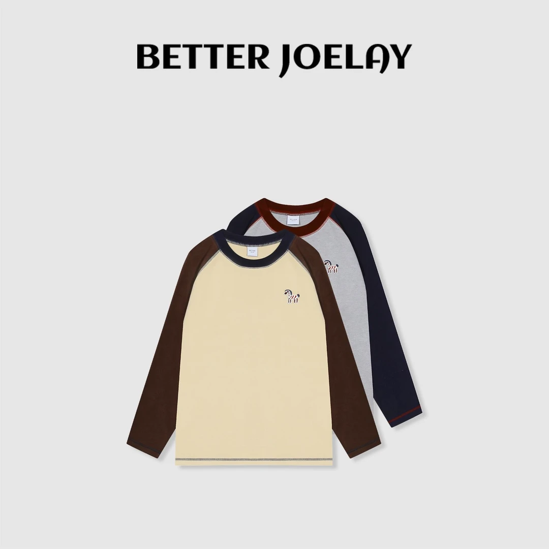BETTER JOELAY-【海岸斑马】百搭简约T恤长袖潮流休闲ZZ3127