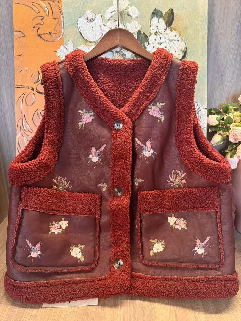 水如画【随心】重工系列秋冬新中式国风气质宽松加厚保暖马甲上衣