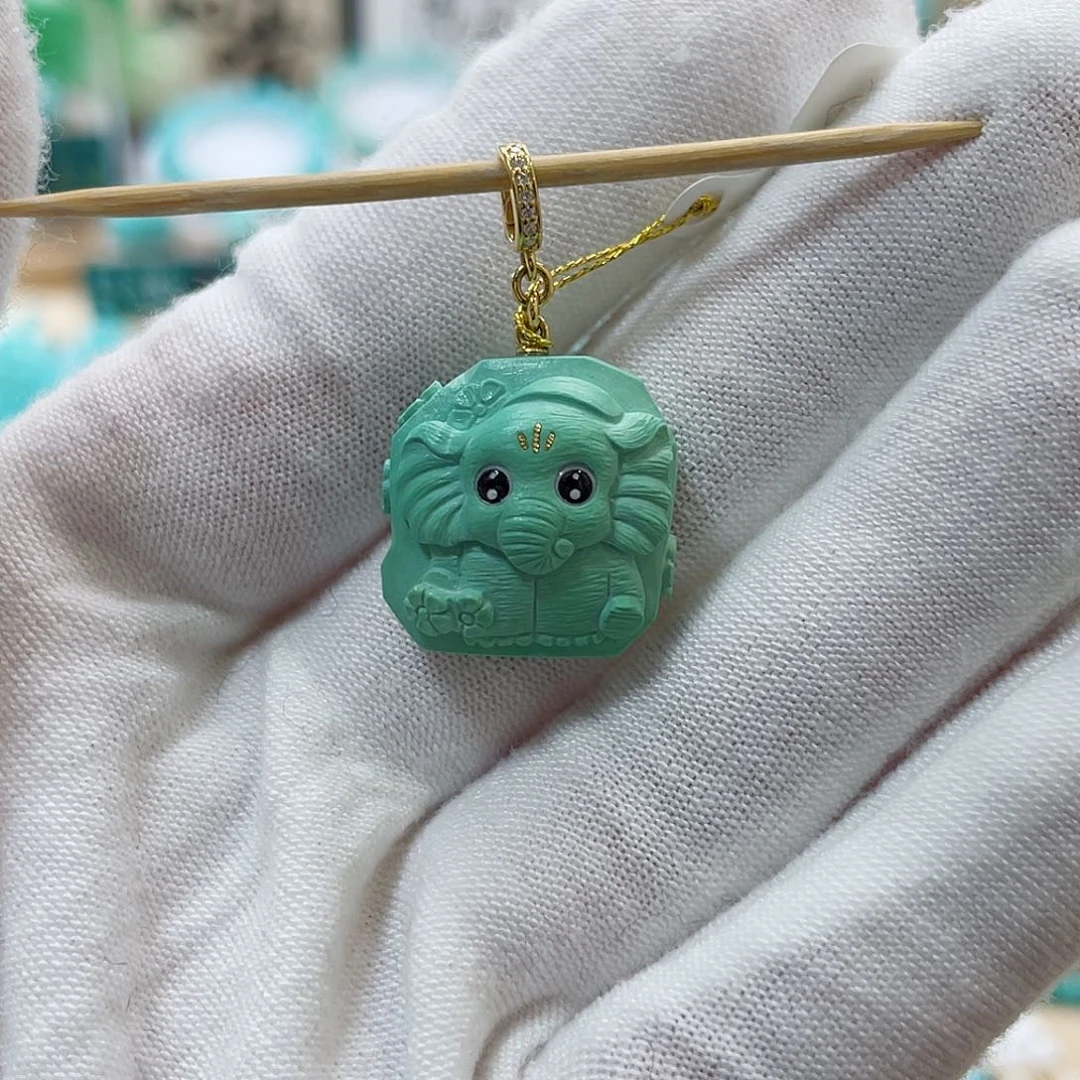 绿松石珠宝奇石18K金镶嵌