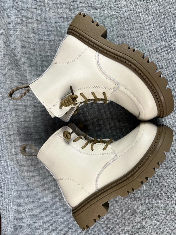 英伦交叉绑带男女童车缝线棉靴皮靴秋季筒靴女靴休闲