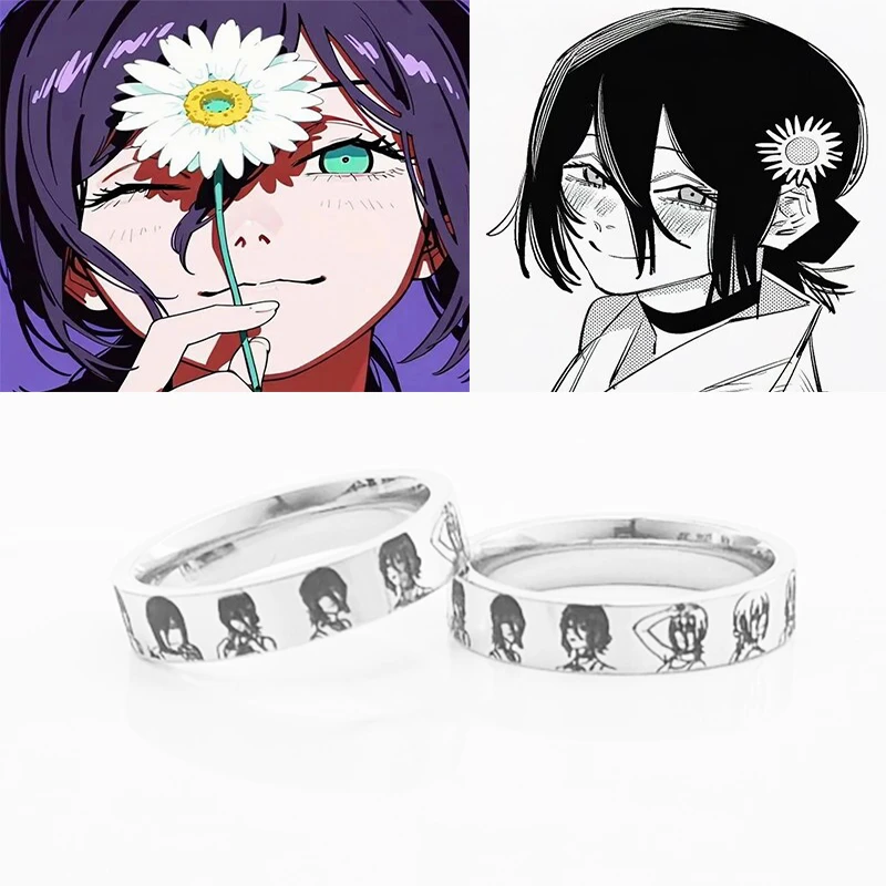 钛钢戒指 电锯人动漫周边戒指链锯人的蕾塞头像水洗不掉色指环潮