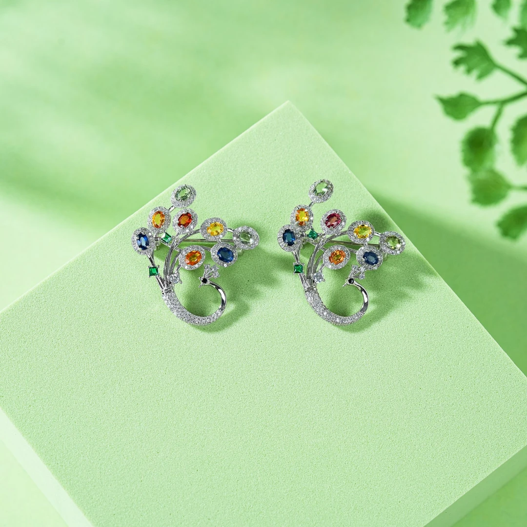 【云上叙】S925银彩蓝宝胸针-多样性发其一-3*4mm-V45841-K（商城）