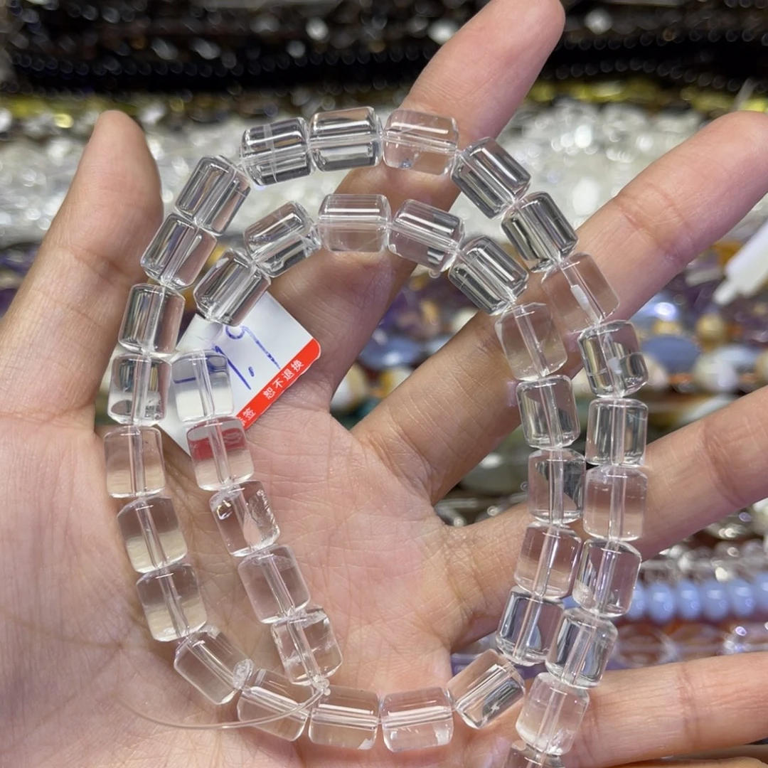 紫晶颈饰未镶嵌天然白水卡8长条38厘米