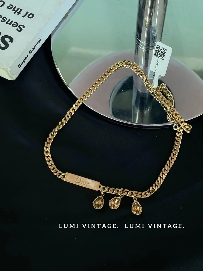 95新 DIOR/迪奥  金色古巴水滴系列项链 28857519