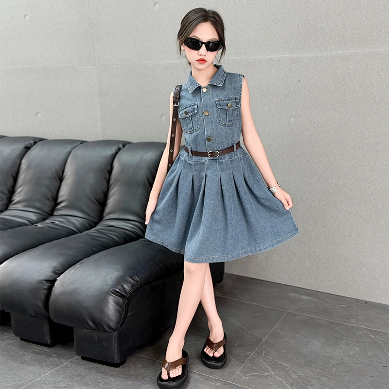 女童牛仔裙夏装2025新款儿童中大童女孩夏季时髦连衣裙薄款裙子潮