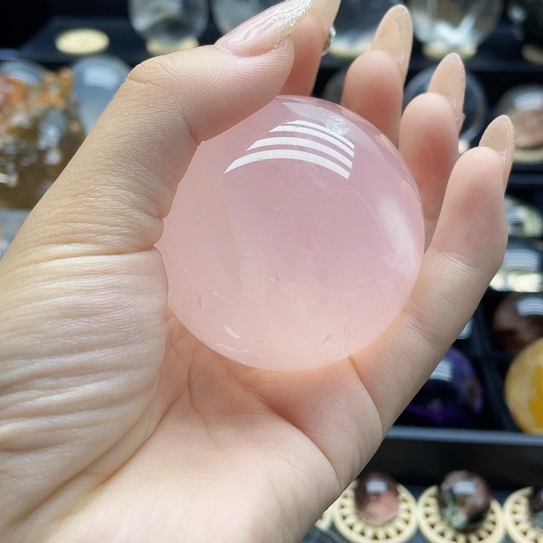 珠宝半成品未镶嵌水晶天然粉水晶54mm