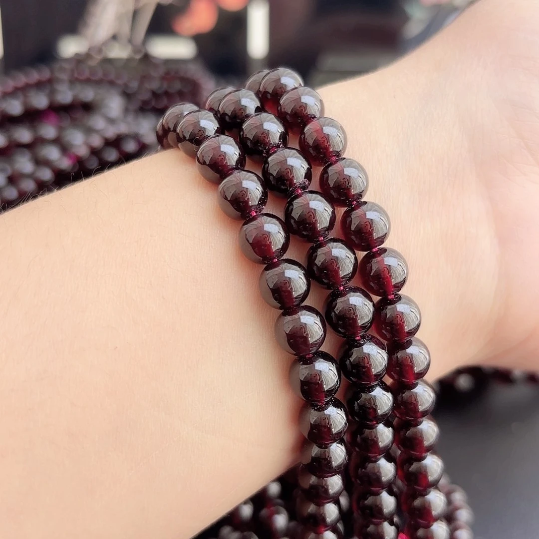 手链未镶嵌石榴石卡7酒红三圈8A