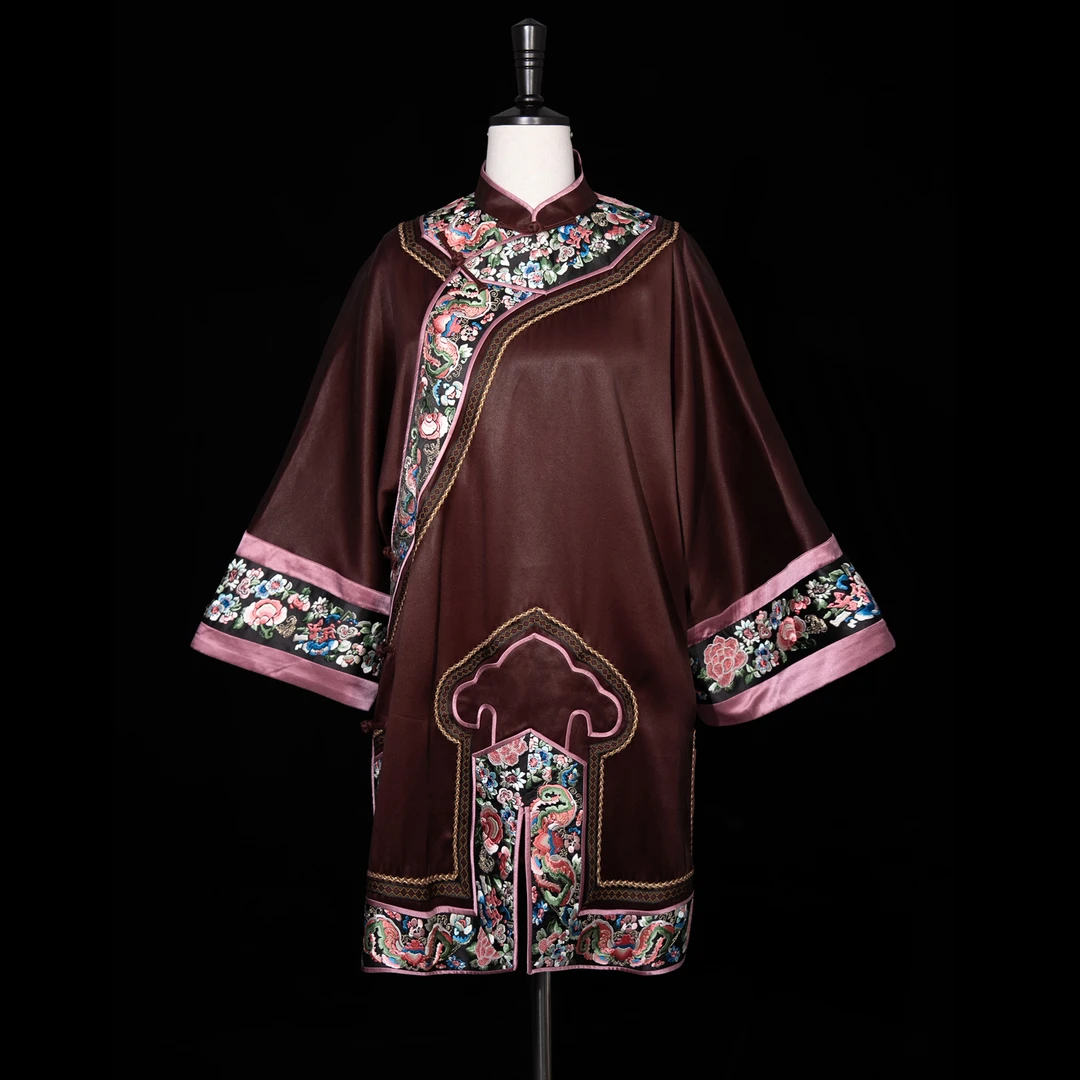 【姝华绣·粉云】宽松立领长袖连衣裙S055